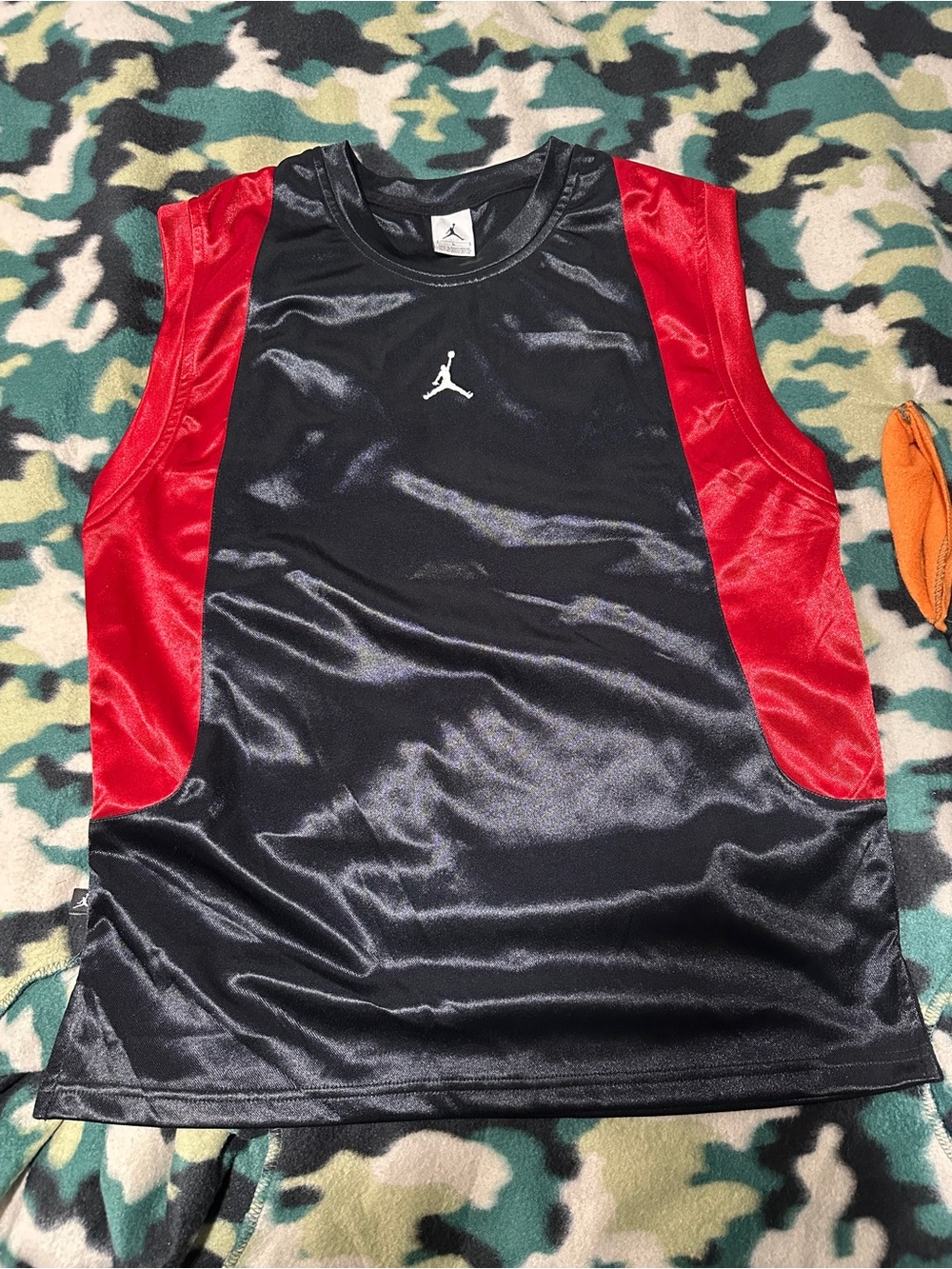 Jordan Black and Red Sleeveless Athletic Jersey